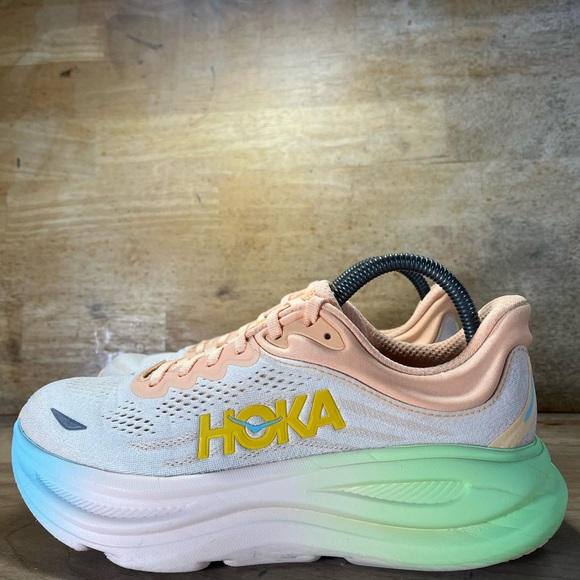 Hoka One One Bondi 9 Womens Size 8 Running Shoes Sneakers Pale Tangerine - Picture 4 of 12